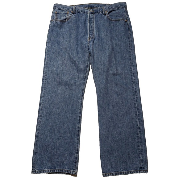 LEVIS 501 ORIGINAL STRAIGHT  Button Fly Denim Blue Jeans - Men 40X30 - Picture 5 of 16